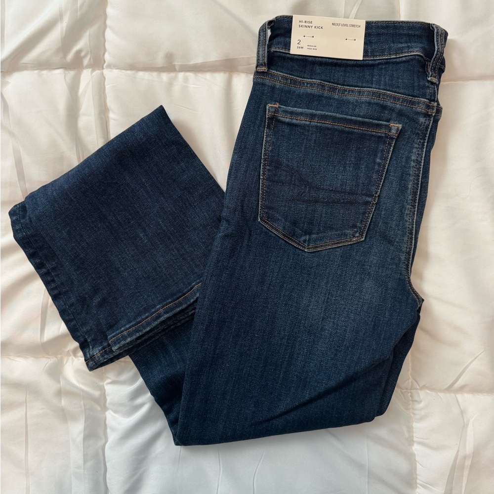 American Eagle Outfitters Indigo Denim Jeans hi waisted skinny kick boot